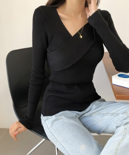 ニット セーター カシュクールニットプルオーバー レディース