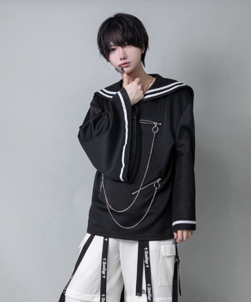 tシャツ フレア袖セーラージャージプルオーバー レディース メンズ Amilige tシャツ フレア袖セーラージャージプルオーバー