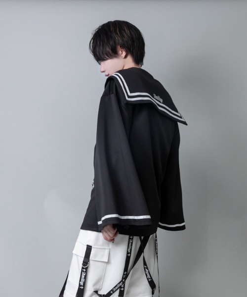 Amilige（アミリージュ） tシャツ フレア袖セーラージャージプル