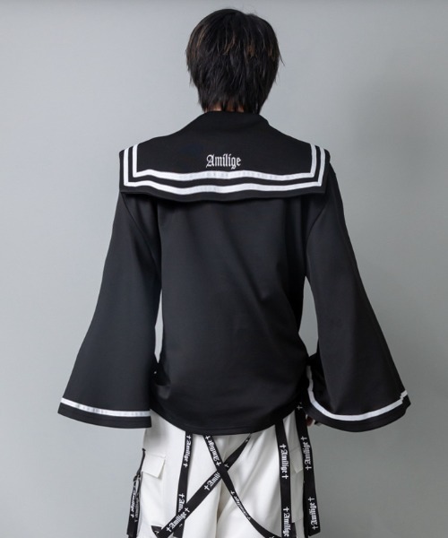 Amilige（アミリージュ） tシャツ フレア袖セーラージャージプル