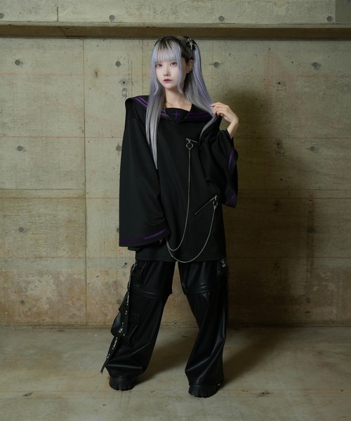 Amilige tシャツ フレア袖セーラージャージプルオーバー