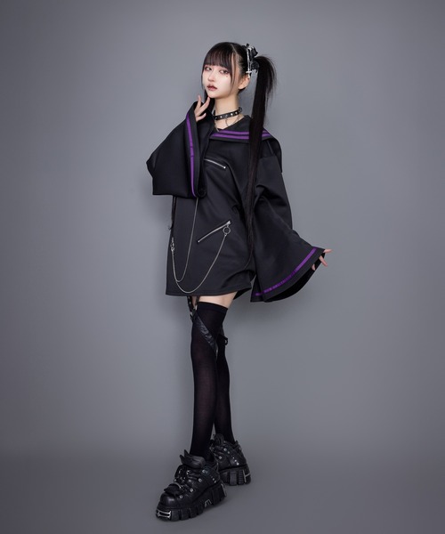 Amilige tシャツ フレア袖セーラージャージプルオーバー