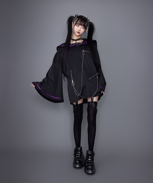 Amilige（アミリージュ） tシャツ フレア袖セーラージャージプル