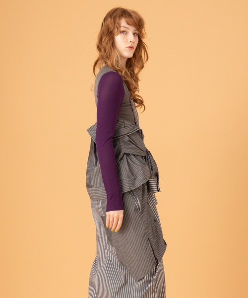 AULA AILA tシャツ チュールカラーブロックインナー レディース