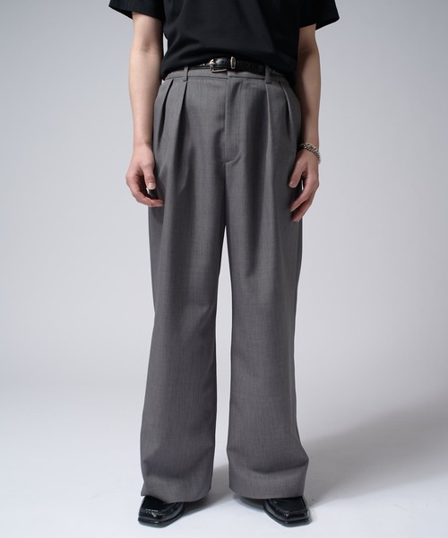 パンツ lui's 2TACK P/W WIDE TAPERED PANTS S Lui's スラックス 2タックワイドスラックス メンズ : ZOZOTOWN