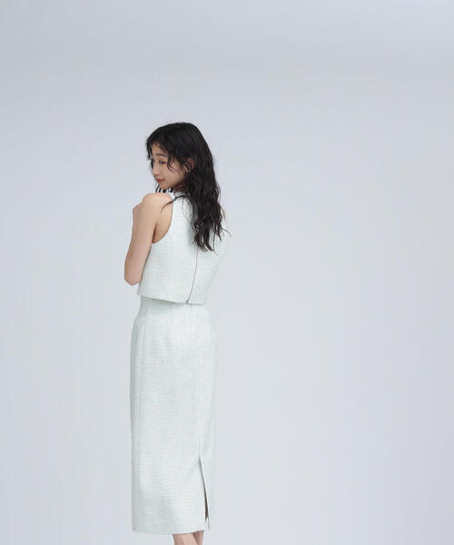 ナチュラルビューティーベーシック ループツイードタイトスカート NATURAL BEAUTY BASIC スカート 「BLANC」スプリングツイード