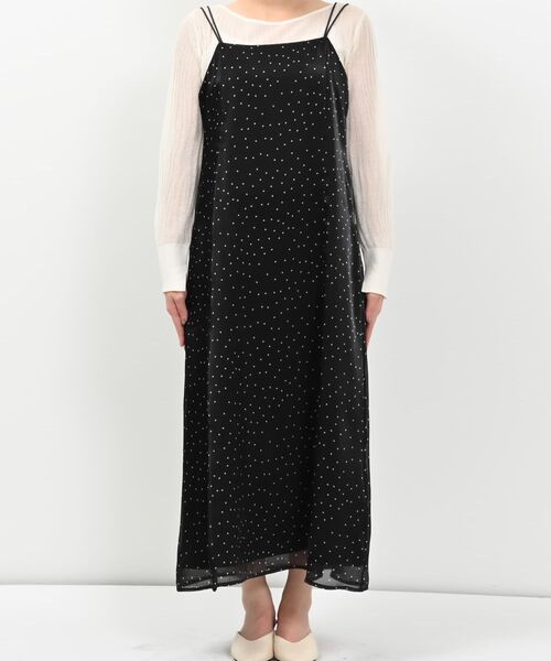 ドット柄 シアーキャミワンピースregular ブラック コヒナ COHINA（コヒナ） ワンピース シアードットキャミワンピース 「低身長