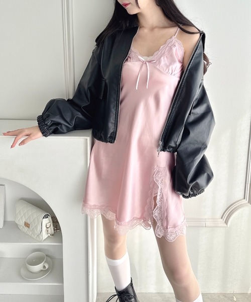 専用 ローズピンク スリット入りキャミドレス Sのみ即納][instock]【RAN SERENE】ロング/ドレス/スリット/キャミ
