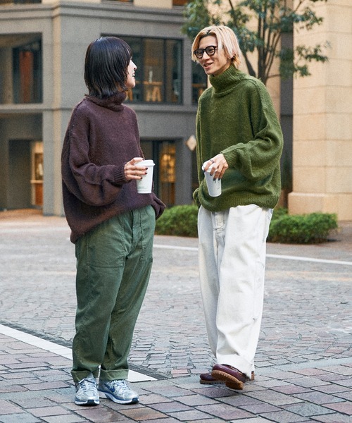 「Adoon plain」 タートルネックニット LARGE グリーン メンズ_画像3