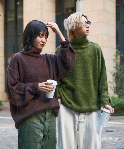 「Adoon plain」 タートルネックニット LARGE グリーン メンズ_画像5