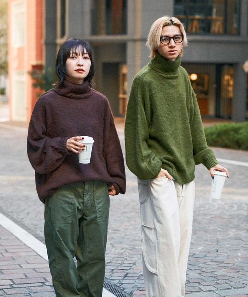 「Adoon plain」 タートルネックニット LARGE グリーン メンズ_画像7