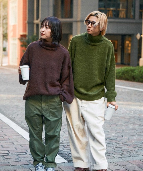 「Adoon plain」 タートルネックニット LARGE グリーン メンズ_画像8