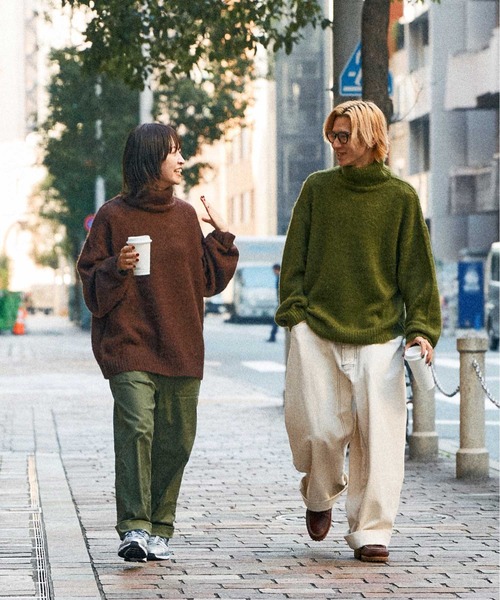 「Adoon plain」 タートルネックニット LARGE グリーン メンズ_画像9