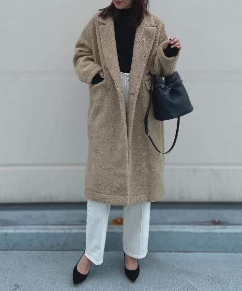 「Audrey and John Wad」 チェスターコート S ベージュ レディース_画像7