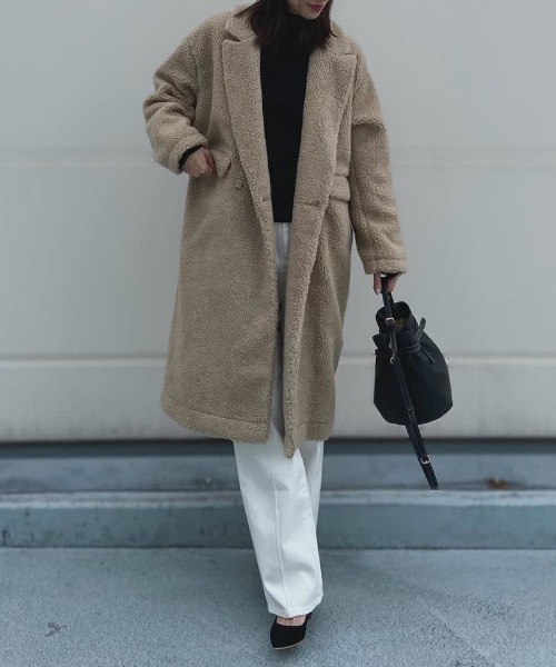 「Audrey and John Wad」 チェスターコート S ベージュ レディース_画像8