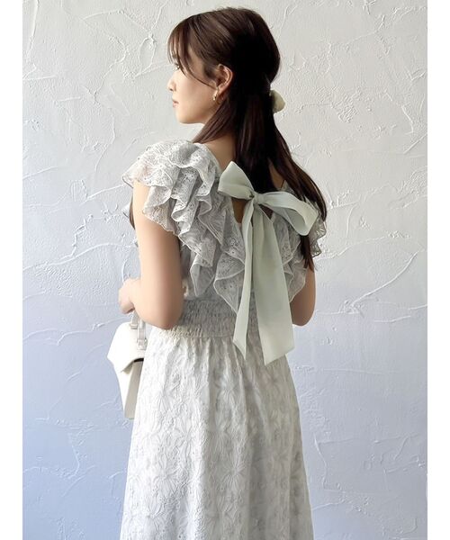 dazzlin バックリボンレースフリルワンピース Mサイズ Amazon.co.jp: ダズリン dazzlin バックリボンレースワンピース
