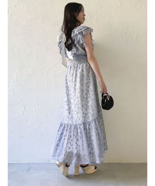 dazzlin ワンピース バックリボンレースノースリワンピース