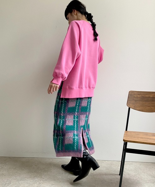 「LHELBIE」 ニットスカート M ブルー レディース_画像2