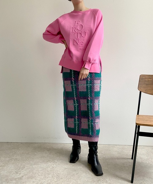 「LHELBIE」 ニットスカート M ブルー レディース_画像3