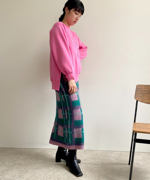 「LHELBIE」 ニットスカート M ブルー レディース_画像4