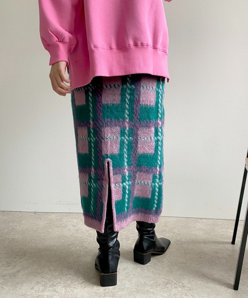 「LHELBIE」 ニットスカート M ブルー レディース_画像6