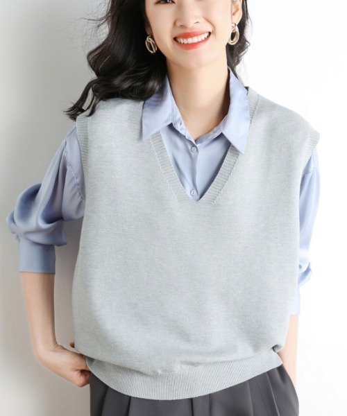 Ritzy」 Vネックニット M グレー レディース : ZOZOTOWN Yahoo!店