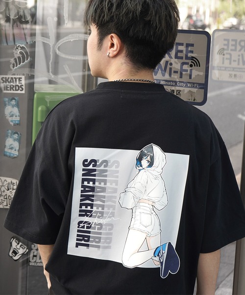 tシャツ 「SNKR GIRL × #鹿 (Shika) コラボ」ビッグシルエット
