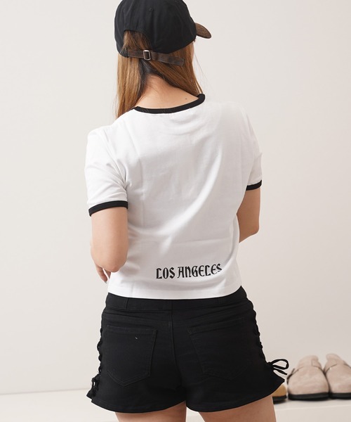 heaven リボン　ハート　リンガー　Tシャツ　黒　ブラック　ピンク　ブルー GEMEDA tシャツ リボンオーバーサイズTシャツ レディース