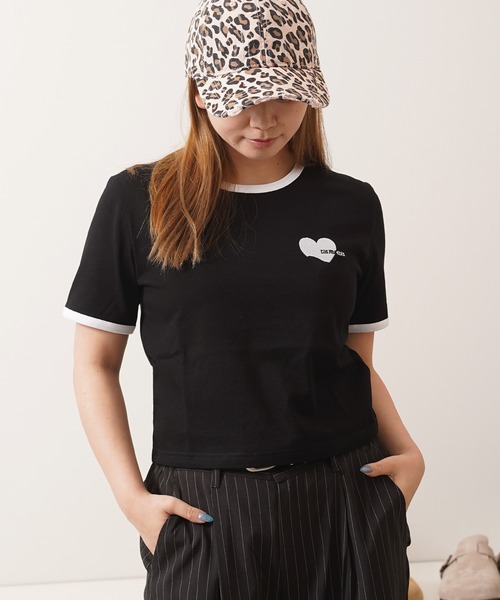 heaven リボン　ハート　リンガー　Tシャツ　黒　ブラック　ピンク　ブルー heaven リボン ハート リンガー Tシャツ 黒 ブラック ピンク