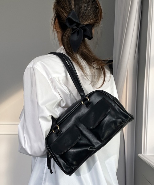 ショルダーバッグ バッグ レトロ 横長 アウトポケット ショルダー ハンドバッグ 軽量 たっぷり容量 韓国 ファッション Y2K Y3K レディース | Candlestick