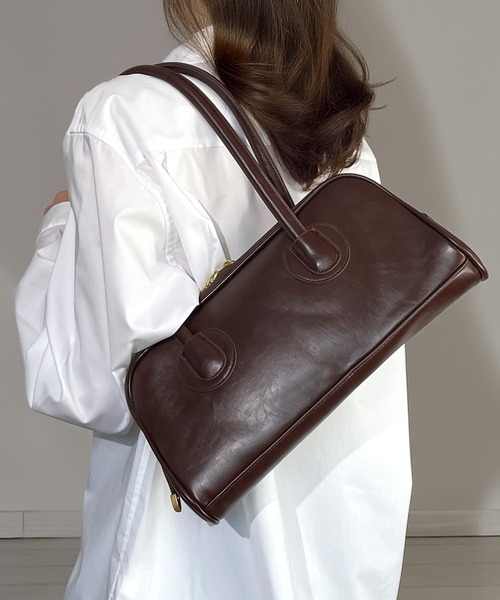 ショルダーバッグ バッグ レトロ 横長 アウトポケット ショルダー ハンドバッグ 軽量 たっぷり容量 韓国 ファッション Y2K Y3K レディース | Candlestick | 05