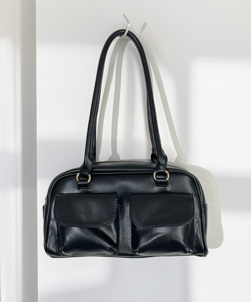 ショルダーバッグ バッグ レトロ 横長 アウトポケット ショルダー ハンドバッグ 軽量 たっぷり容量 韓国 ファッション Y2K Y3K レディース | Candlestick | 09