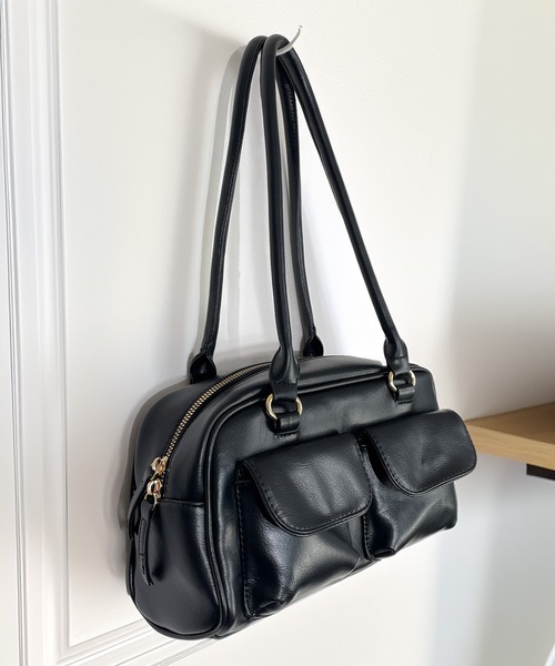 ショルダーバッグ バッグ レトロ 横長 アウトポケット ショルダー ハンドバッグ 軽量 たっぷり容量 韓国 ファッション Y2K Y3K レディース | Candlestick | 10