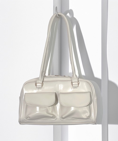 ショルダーバッグ バッグ レトロ 横長 アウトポケット ショルダー ハンドバッグ 軽量 たっぷり容量 韓国 ファッション Y2K Y3K レディース | Candlestick | 16