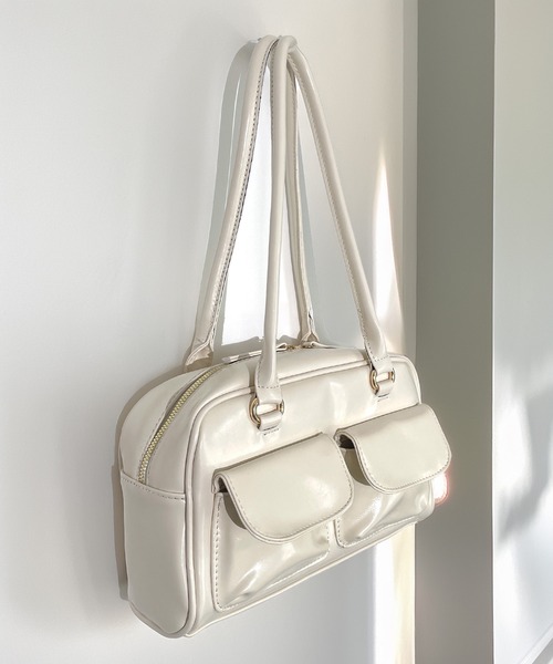 ショルダーバッグ バッグ レトロ 横長 アウトポケット ショルダー ハンドバッグ 軽量 たっぷり容量 韓国 ファッション Y2K Y3K レディース | Candlestick | 17