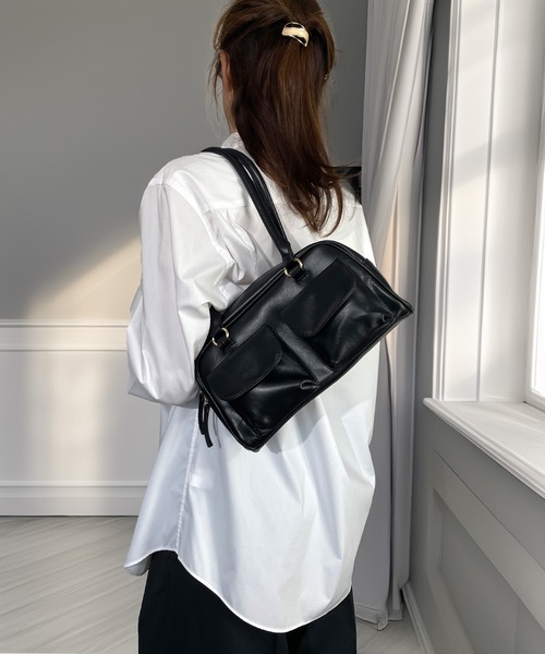 ショルダーバッグ バッグ レトロ 横長 アウトポケット ショルダー ハンドバッグ 軽量 たっぷり容量 韓国 ファッション Y2K Y3K レディース | Candlestick | 06