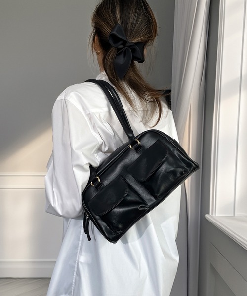 Candlestick ショルダーバッグ バッグ レトロ 横長 アウトポケット