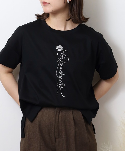 tシャツ BRODIAEA ロゴプリント半袖Tシャツ「日本製」 レディース