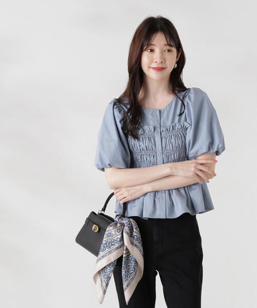 「PROPORTION BODY DRESSING」 半袖ブラウス FREE ブルー レディース