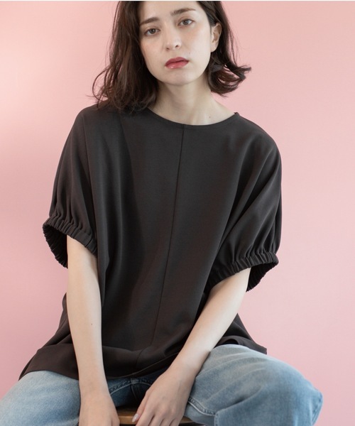 CLAP clapドットドルマンTシャツMサイズ黒　試着のみ未使用品 秋はインナーでおしゃれ！】デザインロゴタックドルマンTシャツ