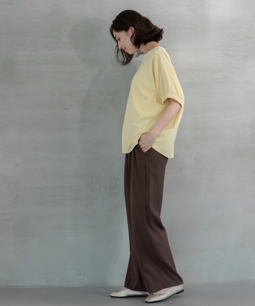 美品 L'Appartement ギャザースリーブTシャツ ベージュ 美品 L'Appartement ギャザースリーブTシャツ ベージュ フロント