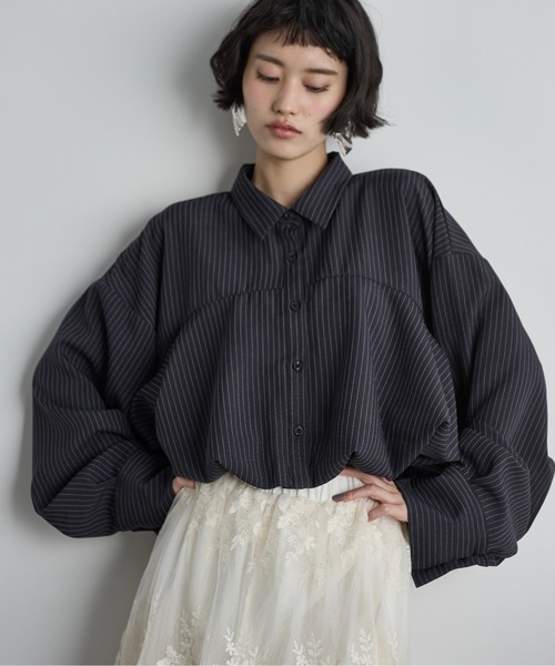 専用　willfully ストライプバルーンシャツ　ブラック WILLFULLY official web store（ウィルフリーコウシキツウハン）商品