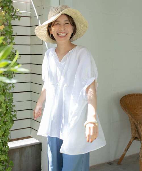 「URBAN RESEARCH DOORS」 半袖チュニック MEDIUM ブルー レディース