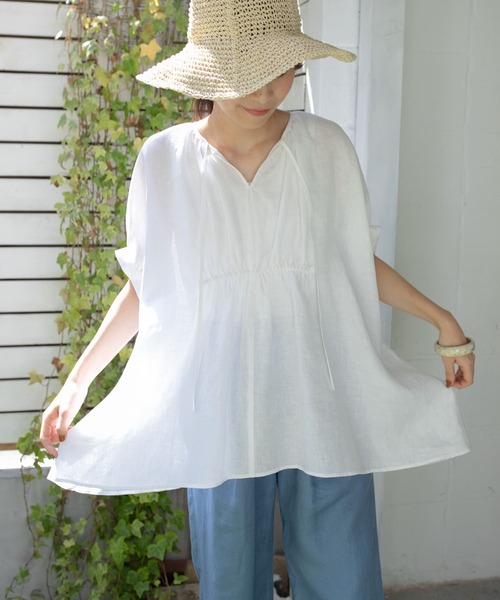 「URBAN RESEARCH DOORS」 半袖チュニック MEDIUM ブルー レディース