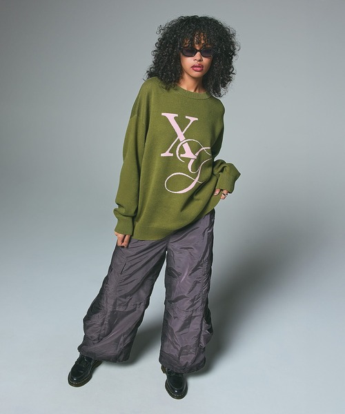 X-girl（エックスガール） ニット セーター XG MONOGRAM LOGO JACQUARD