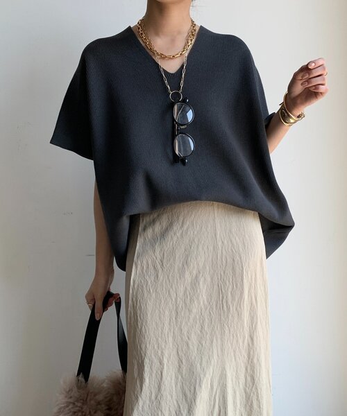DouDouニット DouDou ニット セーター ストレッチ片畦ベスト レディース