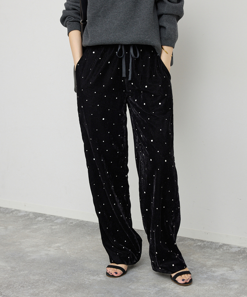 Spick＆Span パンツ VIAN / ヴィアン Glitter Velvet Easy PT  