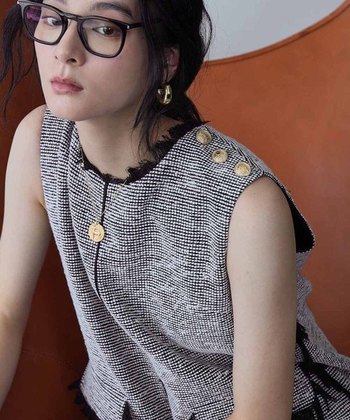 ELFRANK サロペット オーバーオール 「2025AW」ツイード フリンジ