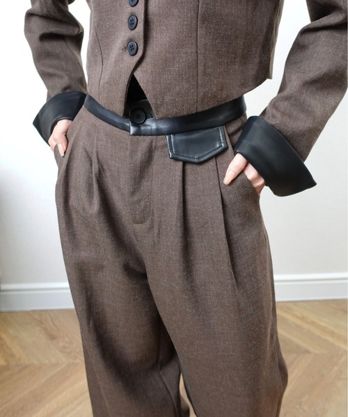 u plume(ユープリュム) ノーカラージャケットスーツセットアップ u plume(ユープリュム) ノーカラージャケットスーツセットアップ