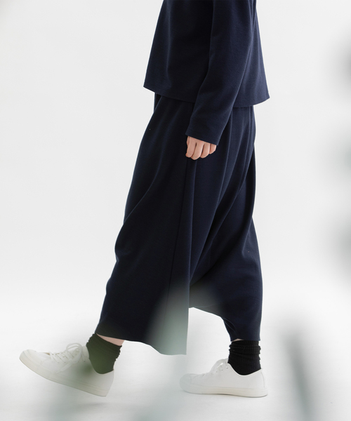 nop de nod パンツ アクリルウールポンチサルエルパンツ レディース